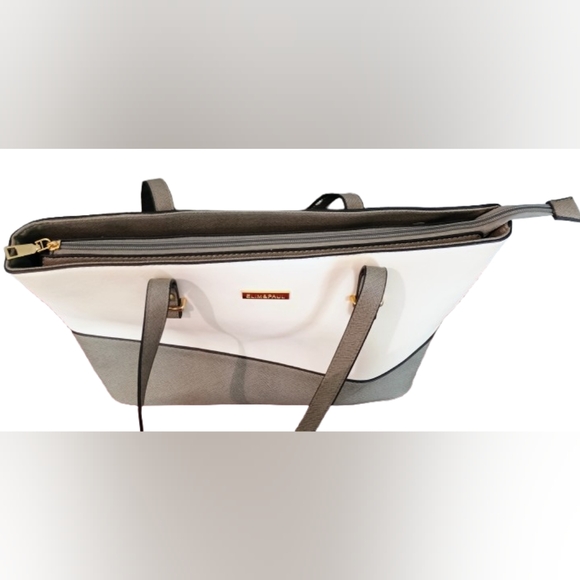 Elim & Paul Off-White Cream Gray Neutral Canvas Tote Bag - Picture 8 of 10